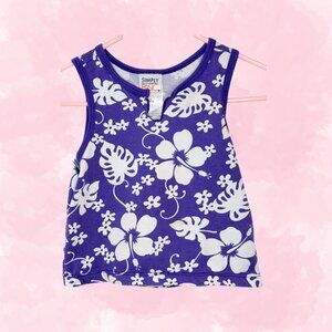 Simply Basic Purple & White Hawai'ian Floral Sleeveless Tee, Sz 4-5